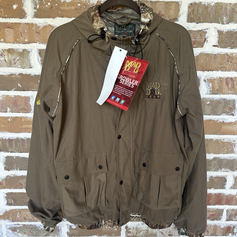Mad Dog Gear Growler Hunting Jacket Men's Large Hood Lined Elastic Full Zip NWT‎